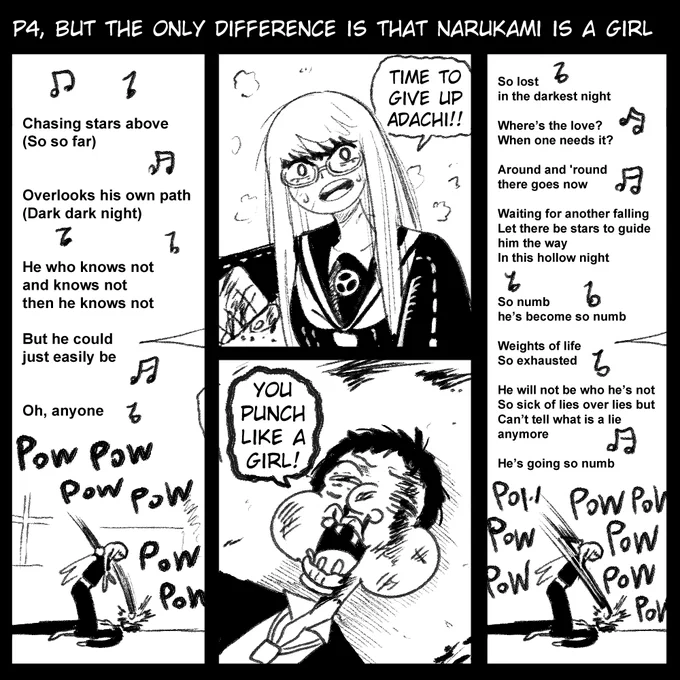 Persona 4, but the only difference is that Narukami is a girl (6) 