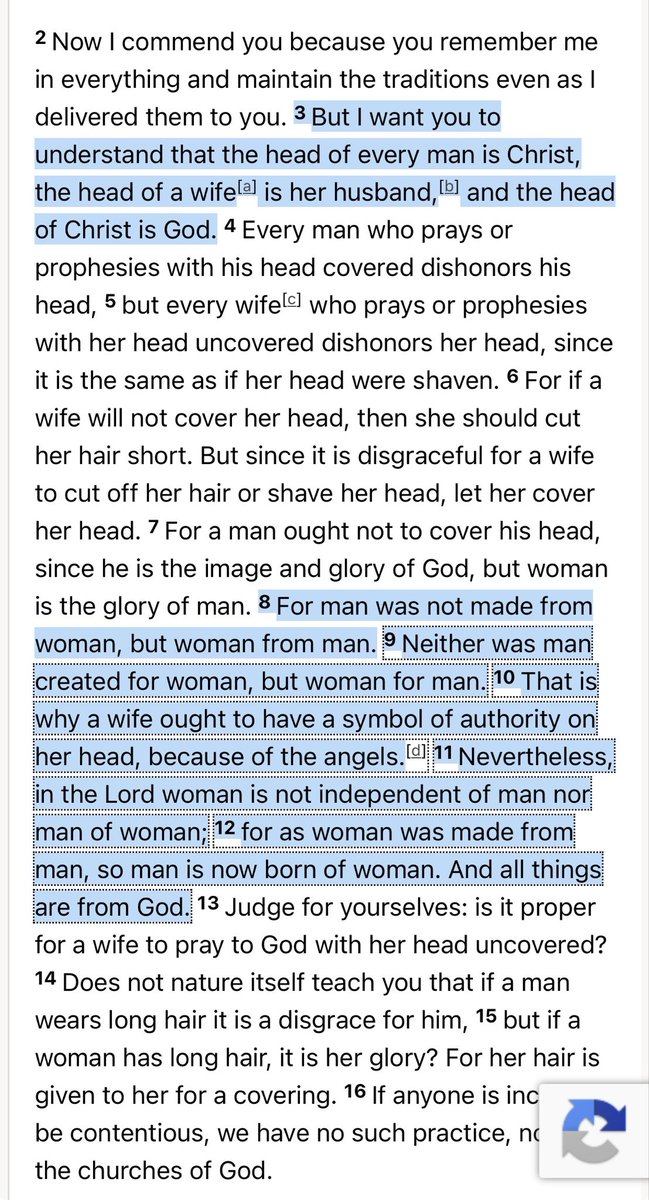 Aikmann3's tweet photo. @annhybri 1st Corinthians 11:3

The head of every man is Christ. https://t.co/XlTbGkD144
