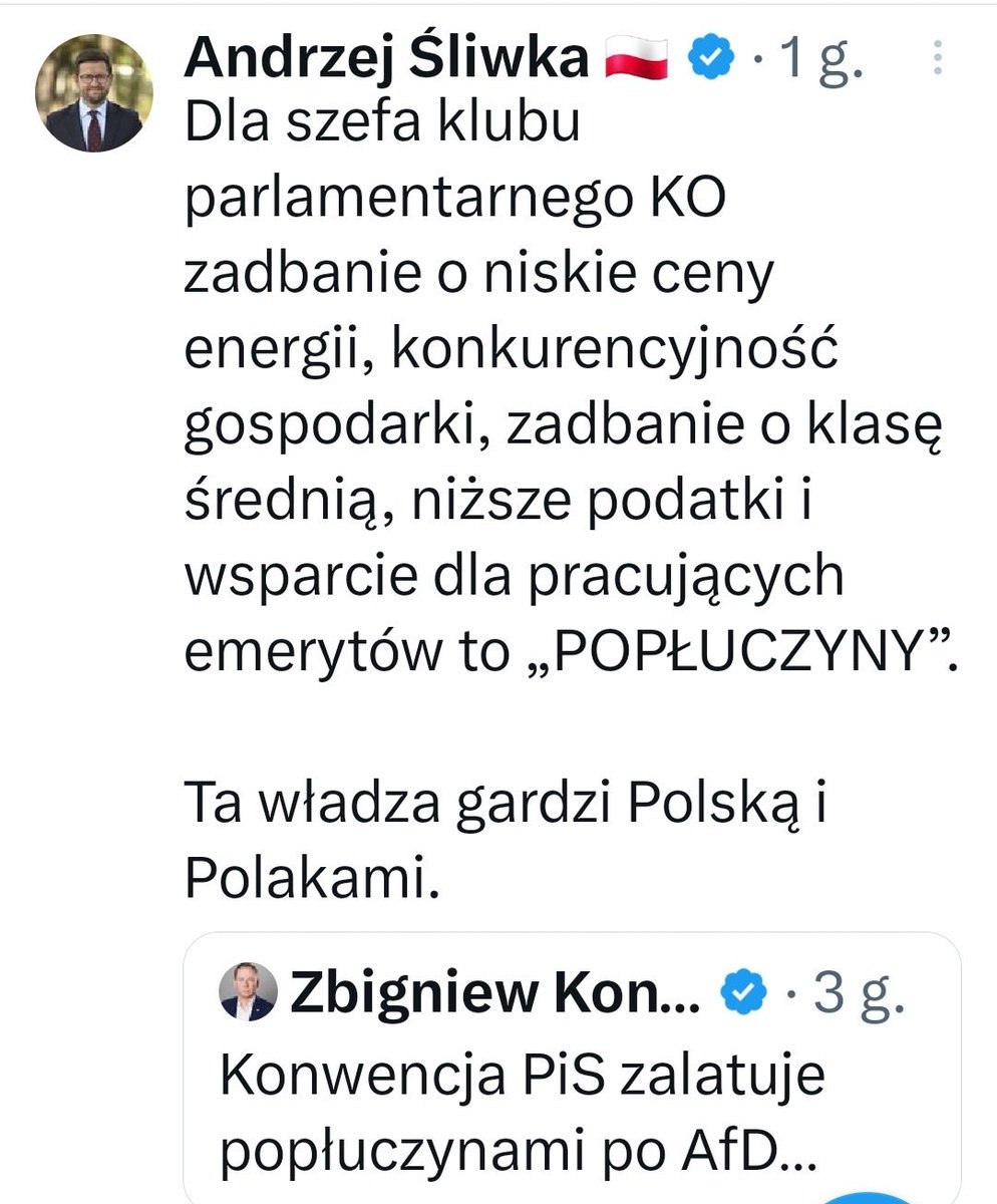 Konwinski_PO's tweet photo. Nie podejrzewam Pana Śliwki o czytanie ze zrozumieniem dlatego wyjaśniam: program waszego premiera OZE-sroze sprowadza się do wyjścia z UE. To samo na sztandrach wypisane ma wasza bratnia AfD. https://t.co/RfS4IaGIZG