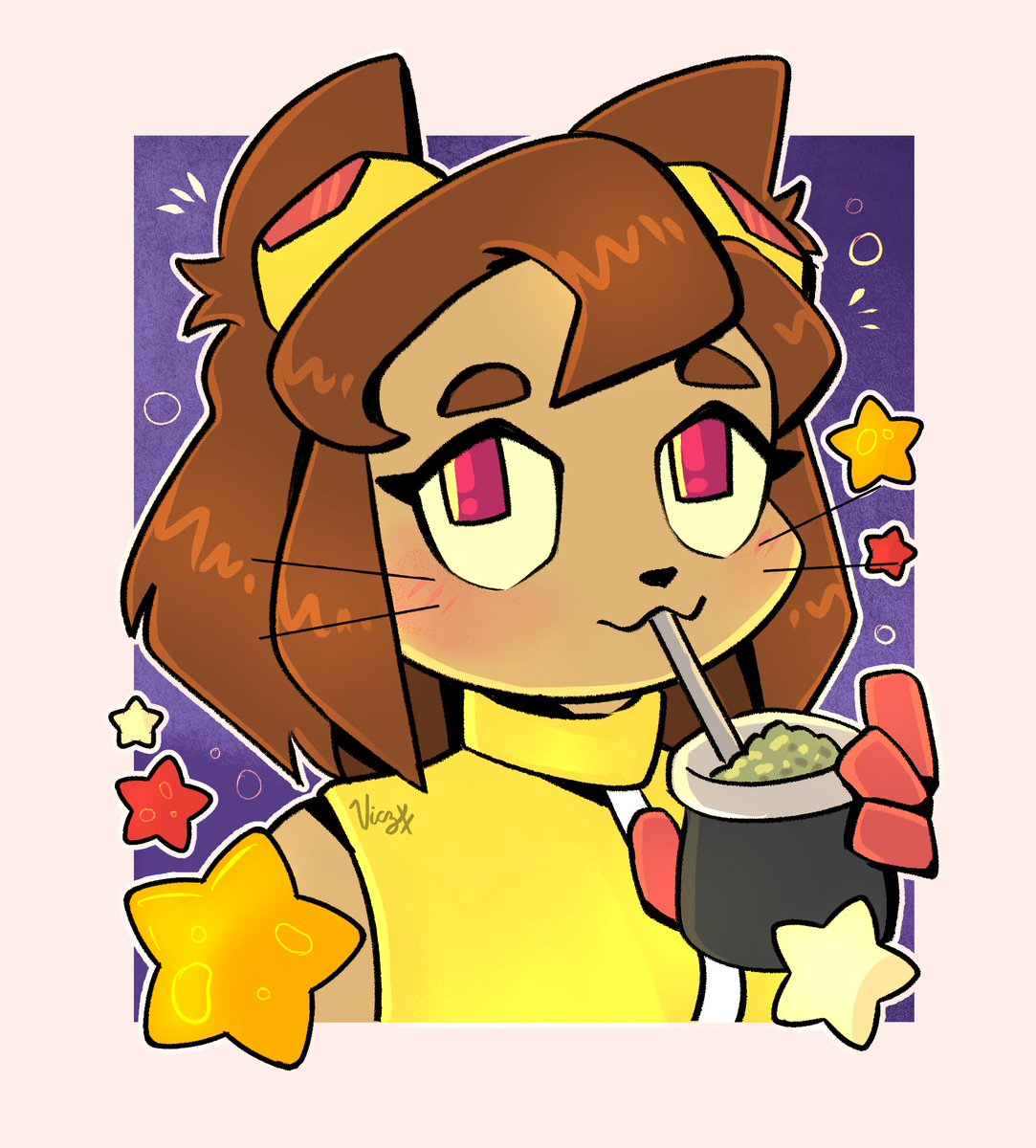 ViczyXx's tweet photo. Just a cozy little fanart of Kid from GameOverse 💛✨
I couldn't resist drawing them with a mate 🧉

#GameOverse #FanArt #DigitalArt #ArtistOnX https://t.co/rf2wUBxjfZ