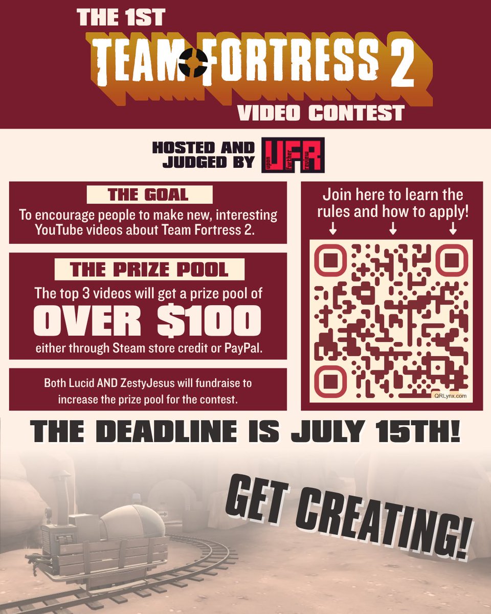 lucidmakesvids's tweet photo. I'M RUNNING A TEAM FORTRESS 2 VIDEO MAKING CONTEST! WIN MONEY! BE RECOGNIZED! WOO!

(link to join is in replies) https://t.co/PAeO47M4Qg