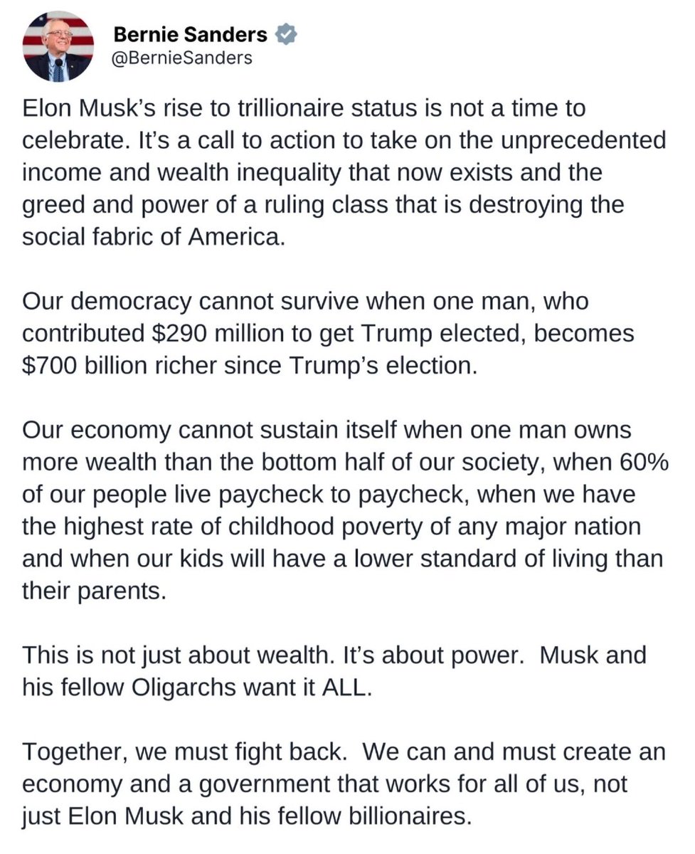 MerelyRight's tweet photo. ASK | #AmericaShouldKnow
•••
When President Trump speaks about everyone having EQUAL OPPORTUNITY to achieve Success, he often points to Elon Musk.
Meanwhile, Comrade Sanders insists on EQUAL OUTCOMES for everyone and uses Musk to convince some to give Power to the Democrats! https://t.co/UlIAHCfiCf