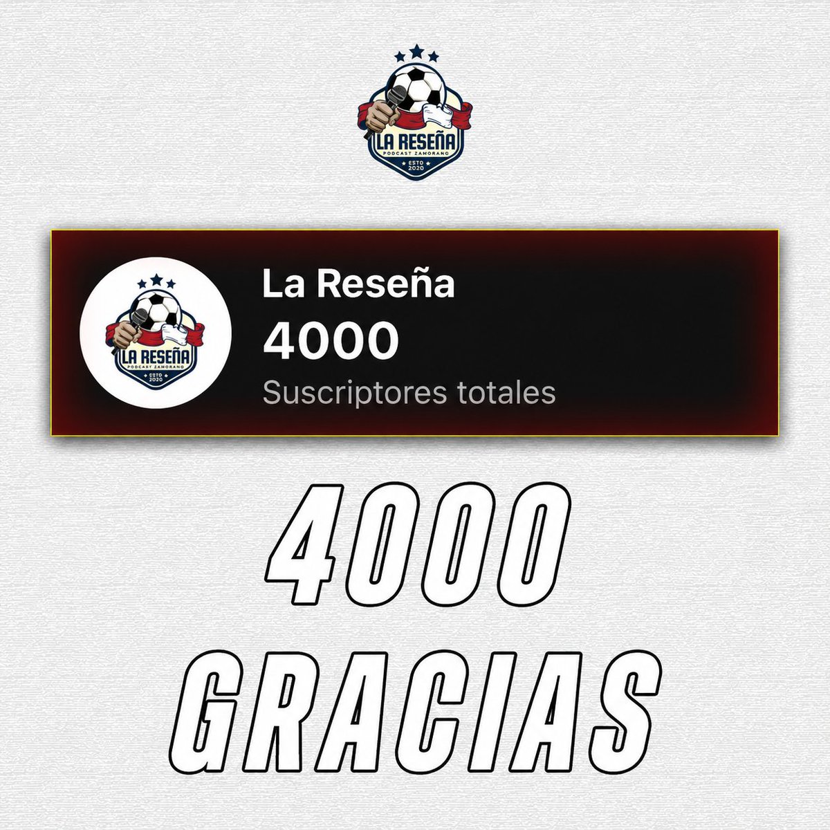 LaResena_'s tweet photo. Si cuando empezó está aventura, nos dicen que vamos a llegar a esta cifra hablando "solo" del @ZCFoficial... 🥲

Durante el partido de ayer, hemos superado los 4.000 suscriptores. Gracias, de corazón, por apoyar este proyecto de locos como lo apoyáis ❤️ https://t.co/BAyQ5G8ySL