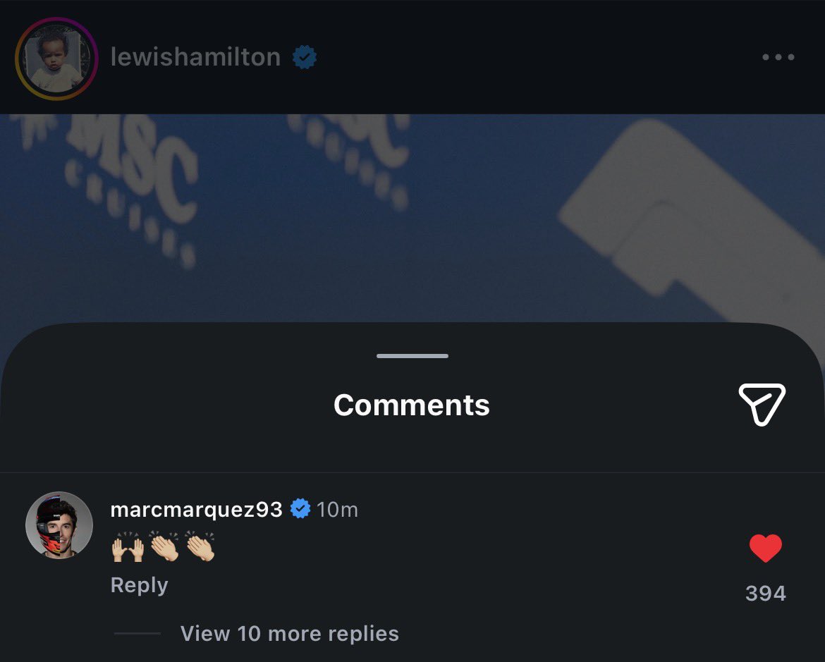 itafshii's tweet photo. NOBODY MOVEEE marc commented on lewis’ post 😭😭❤️❤️ https://t.co/0IeUQ4Ef0Z