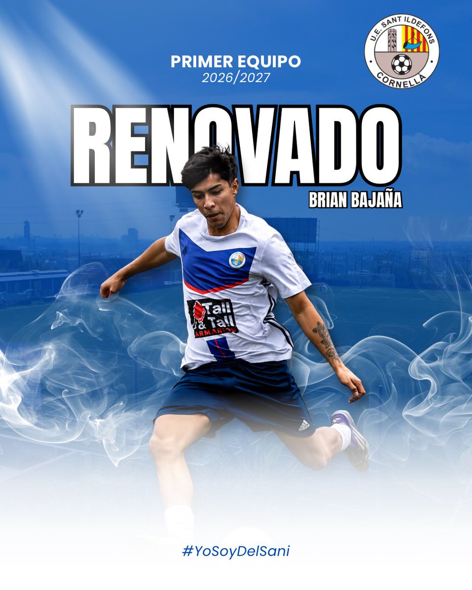 uesantildefons's tweet photo. 👤 ¡𝐑𝐄𝐍𝐎𝐕𝐀𝐃𝐎! ✍🏻

🔥 ¡El centrocampista de perfil ofensivo Brian Bajaña continuará en el Primer Equipo! 

💪🏻 ¡Juventud, talento y carácter para afrontar el nuevo proyecto en Tercera Catalana! 

💥 ¡Vamos a por la 2026/2027! 

#YoSoyDelSani 💙 https://t.co/ghJvwzGEwd