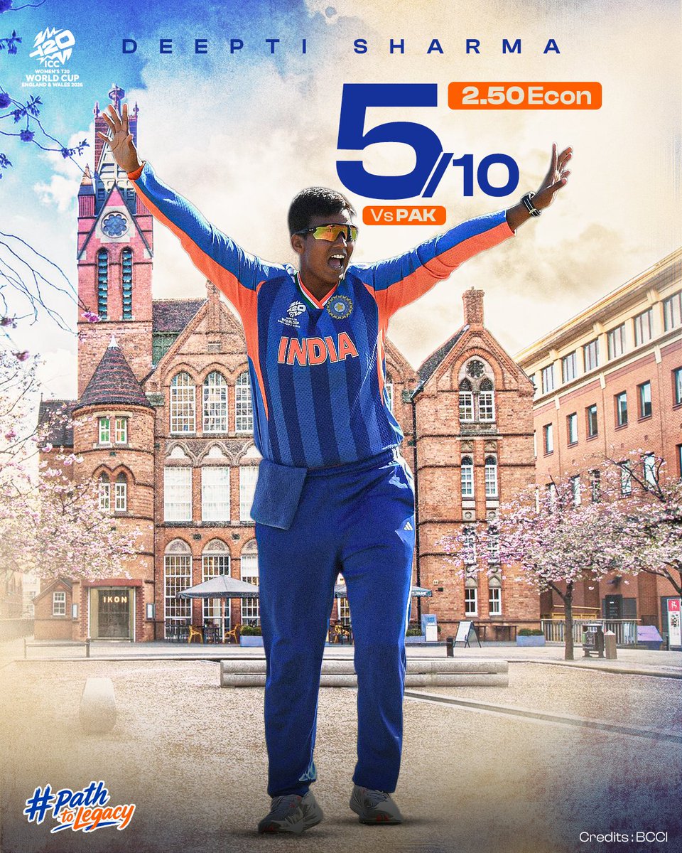 UPWarriorz's tweet photo. Deepti Sharmaโs Economy School of Masterclass ๐คฉ
Deepti, take a bow ๐ซก
#T20WorldCup #UPWarriorz #UttarDega #INDvPAK #WarriorzInBlue #PathToLegacy https://t.co/3y0kWquUKc