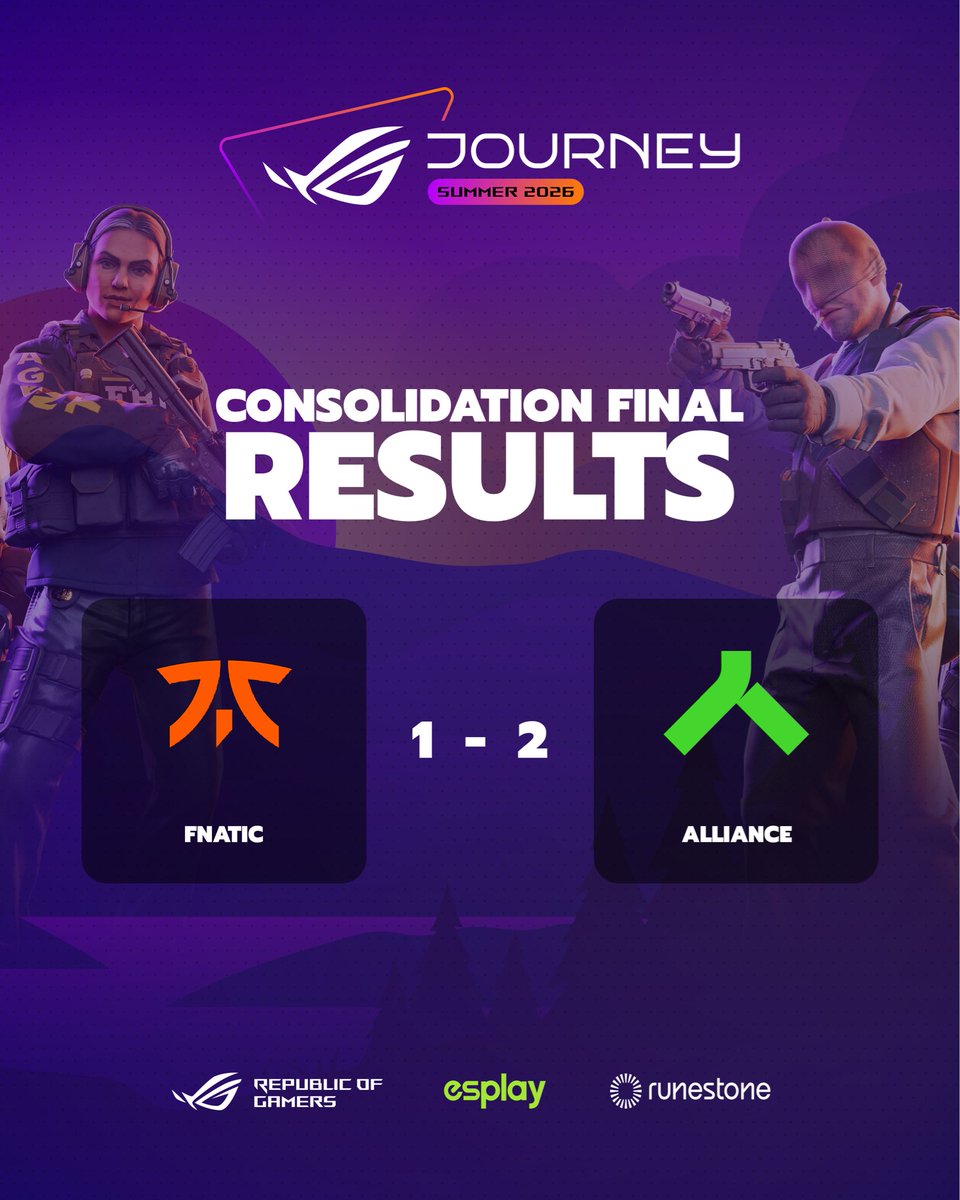 JOURNEY_CS2's tweet photo. A hard fought run comes to an end for Fnatic.

Now, it’s time for the Grand Final, Metizport vs Alliance 🏆

🇬🇧 A STREAM • https://t.co/6xRcIF7Yes 

🇸🇪  A STREAM • https://t.co/T4ECiBOrDe https://t.co/yggRz9kD65