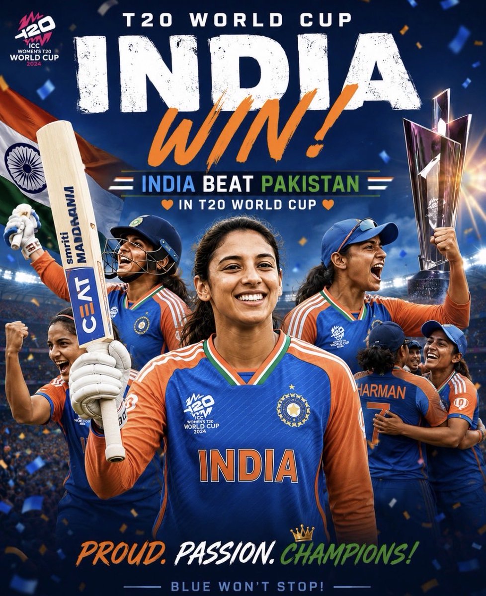 ThisIsAjith80's tweet photo. "Team India Women" beat Pakistan Women in the T20 World Cup! 🇮🇳🔥 #INDvsPAK  #Richa_Ghosh #apollotyres #INDvsPAK #Lewis #Smriti_Mandhana #MaaHaiNaOnZEE5 #Ferrari #Cucurella #BarcelonaGP https://t.co/rcUkGIZo2F