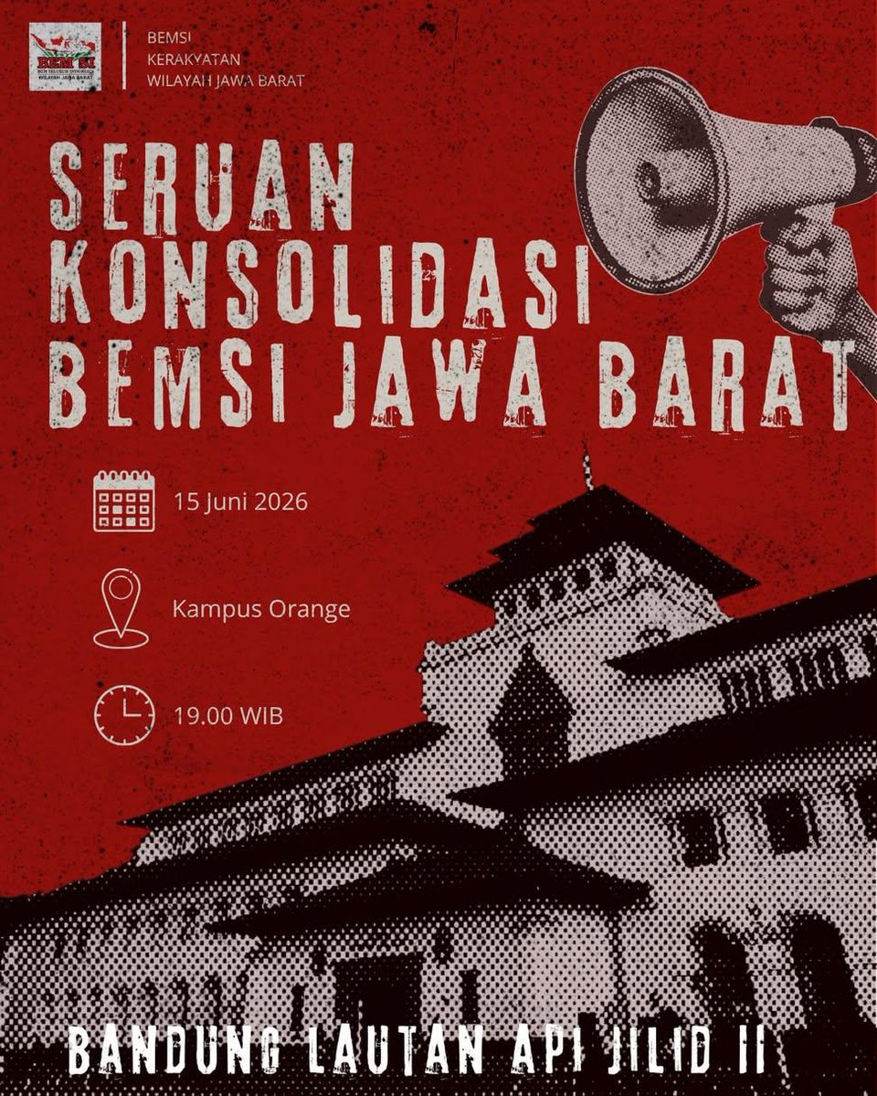 bismillahyuk_'s tweet photo. 🚨 LANJUTAN LIST UNIVERSITAS YG IKUT AKSI #DEMO HARI SENIN 15 JUNI 2026

Kabarnya, BEM SI pun ikut bergabung juga, bersama berbagai masyarakat &amp; kelompok aktivis.

Stay safe untuk temen2 semuanya nanti!

(1/1) https://t.co/HHpwk5DZ86