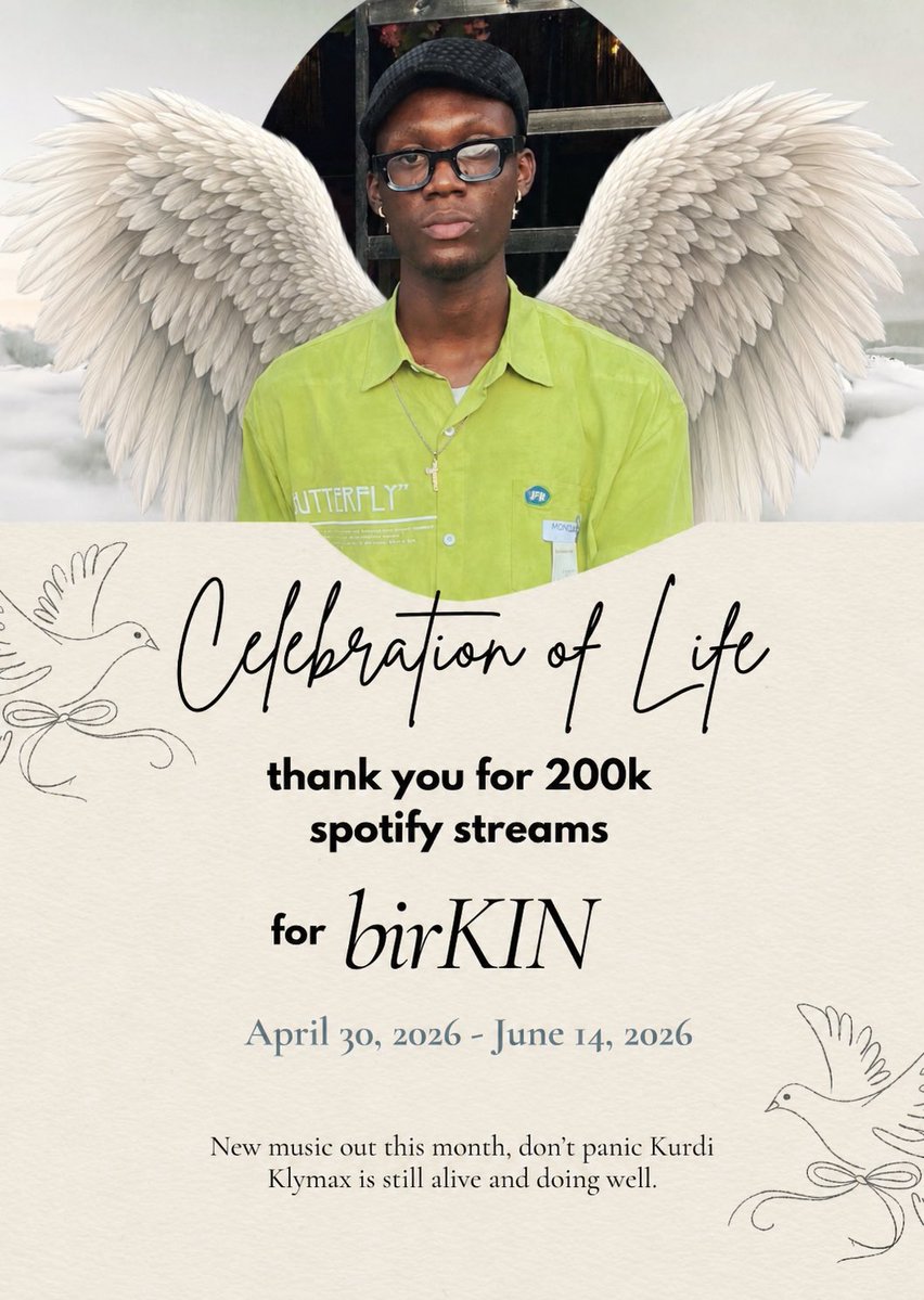KurdiKlymax's tweet photo. THANK YOU FOR 200K ON SPOTIFY🙏🏾❤️ https://t.co/WbQhxPtknS