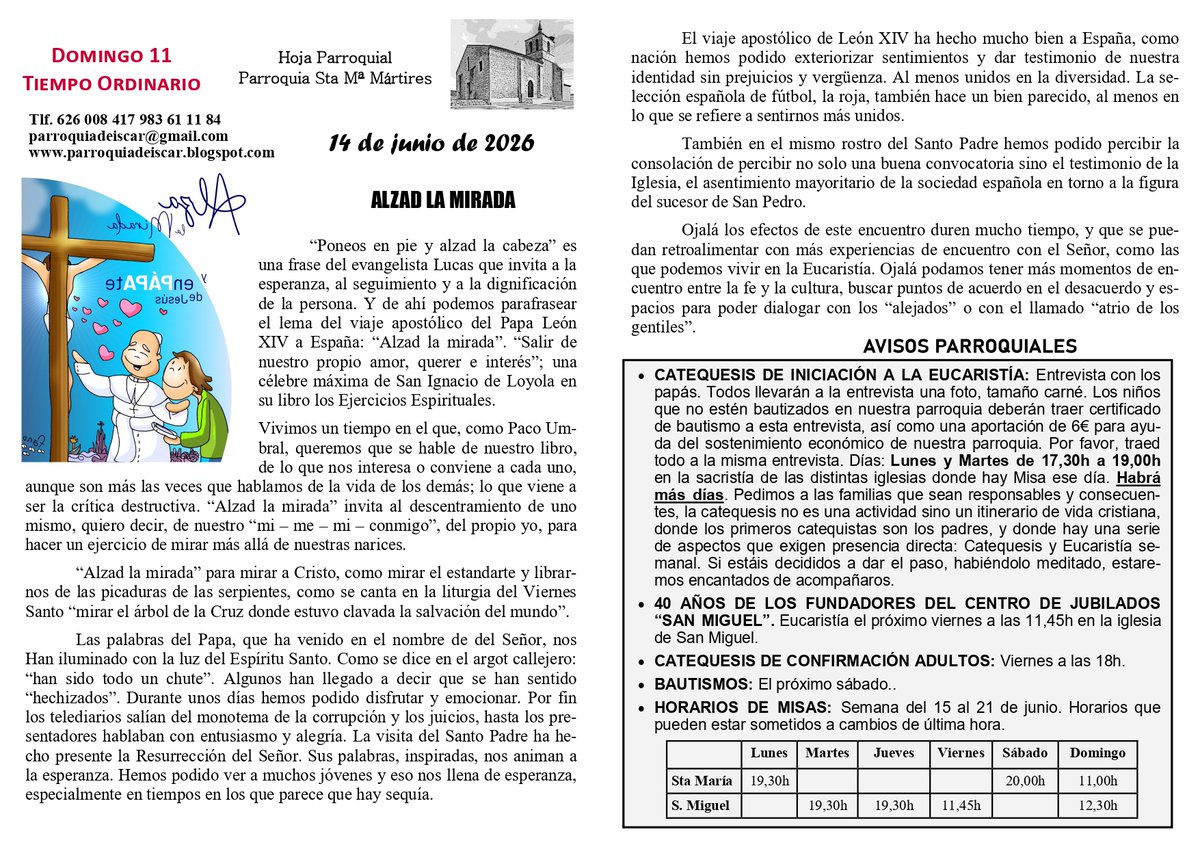 jucaplpe's tweet photo. PARROQUIA DE ISCAR: Hoja Parroquial - Domingo 11 T.O. Ciclo A 2026 https://t.co/WDL2akyudk https://t.co/FeR7HGI263