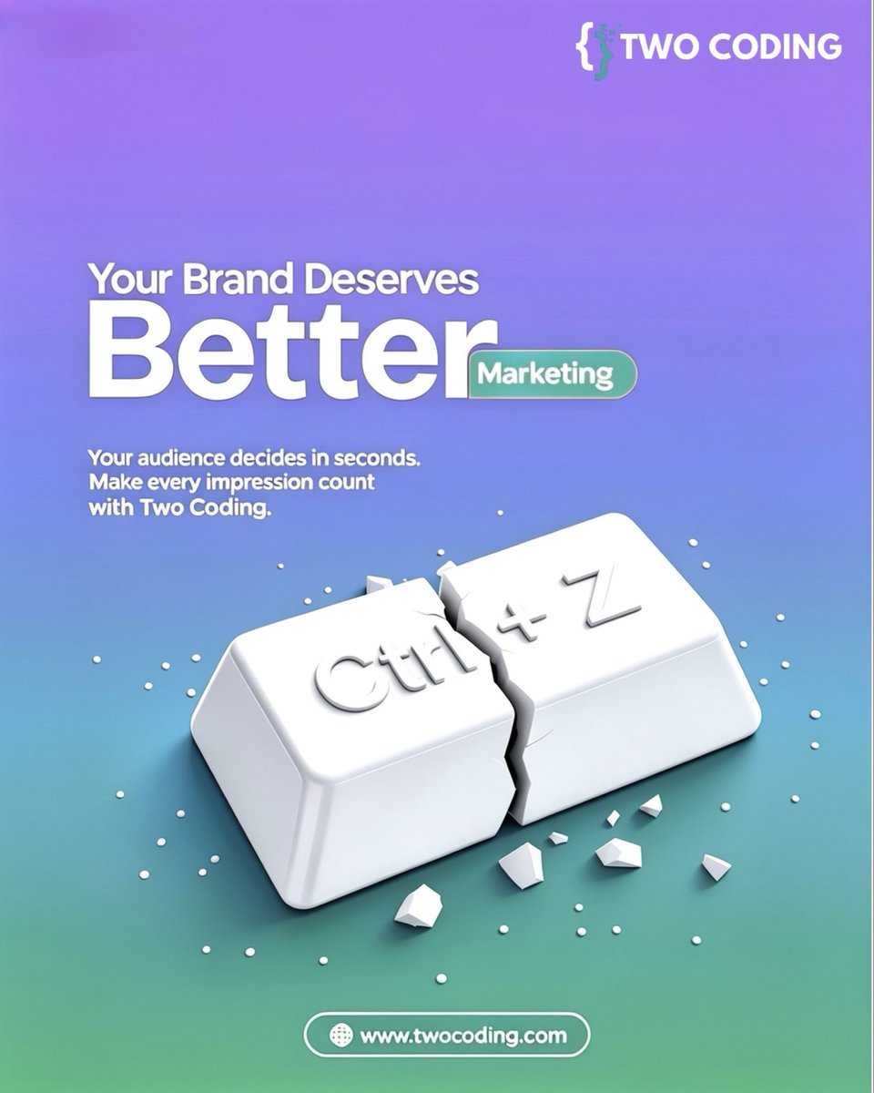 Twocoding's tweet photo. ❌ Bad marketing has no Ctrl+Z.

Your audience decides in seconds make it count with Two Coding.

✔️ Social Media
✔️ SEO
✔️ Web Development
✔️ Graphic Design

🌐 https://t.co/cfaLN3ZkfG

#TwoCoding #BetterMarketing #DigitalAgency https://t.co/I7VjhUMhwh