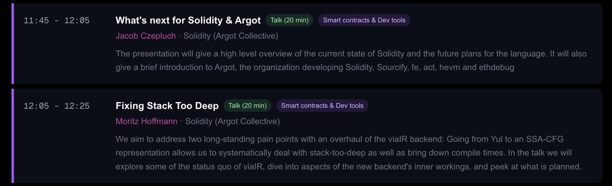 argotorg's tweet photo. See you at Berlin Ethereum Day tomorrow!

Start your day by learning what's coming up for @solidity_lang, including a deep dive into how the team solves stack-too-deep, and say goodbye to YOLO-signing with @SourcifyEth by lunch! https://t.co/rxW6RxIk8Q
