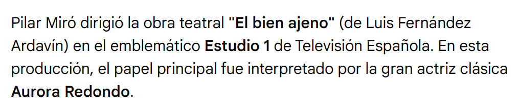 cinepastor's tweet photo. Y sin inmutarse.
¿Cuántos millones de errores se estarán reproduciendo en bucle "gracias" a la #IA?

Con un intervalo de 5 segundos dos informaciones antagónicas.
"El bien ajeno" de #PilarMiró rodado para el programa de @rtve "#PequeñoEstudio" (y no #Estudio1)

@ArchivoRTVE https://t.co/hk2vL9zj9P