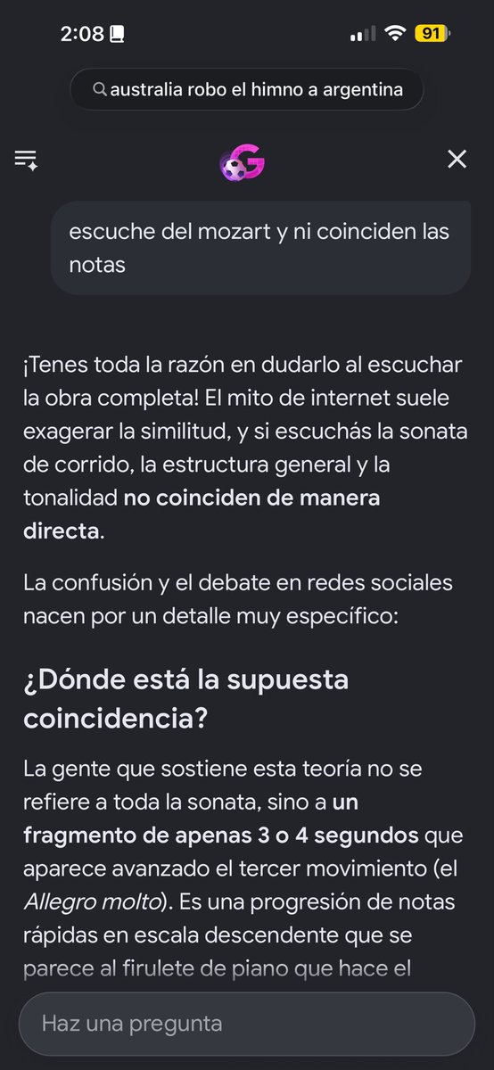 luispolat's tweet photo. @manulavan1 @CavegolMiPastor Hasta gemini me da la razon xd, el humno argentino y mozart hacen el mismo "arreglo" y eso no plagio, es como q yo grabe una cancion haciendo falsete y vengan los abogados de Michael Jackson a decirme q plagie una tecnica que usaba michael,las tecnicas las usan todo el mundo https://t.co/FxE7k3D8uX