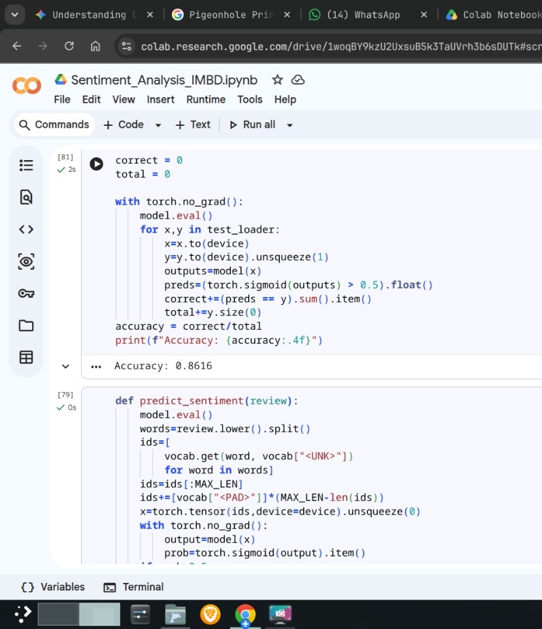 Jinx437's tweet photo. Day 11 of ML:-

-> Studied LSTMs and understood how they overcame some limitations of RNNs. 
-> Built and trained an LSTM model for sentiment analysis on the IMDb 50K movie reviews dataset. https://t.co/nVpbYbcVKw