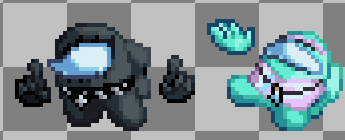 o0DSF0o's tweet photo. Another dynamic duo, Black and Cyan!
#pixelart #amongus #among_us #amongusshow https://t.co/K9xXYadhmN