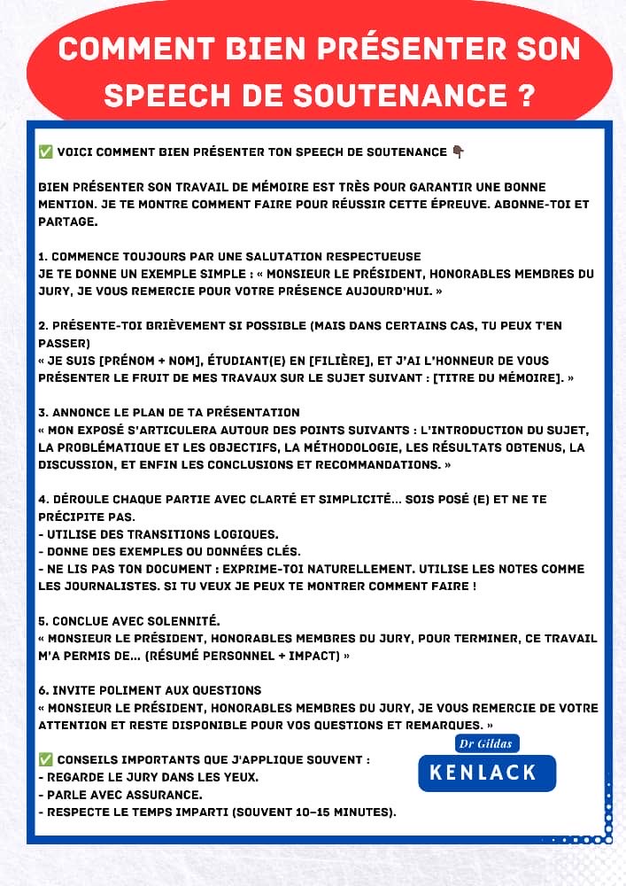 gildaskenlack's tweet photo. ✅ Voici 10 belles PHRASES que tu peux UTILISER (faxer) dans ton SPEECH de soutenance 👇🏿 https://t.co/T8P9XfkWis