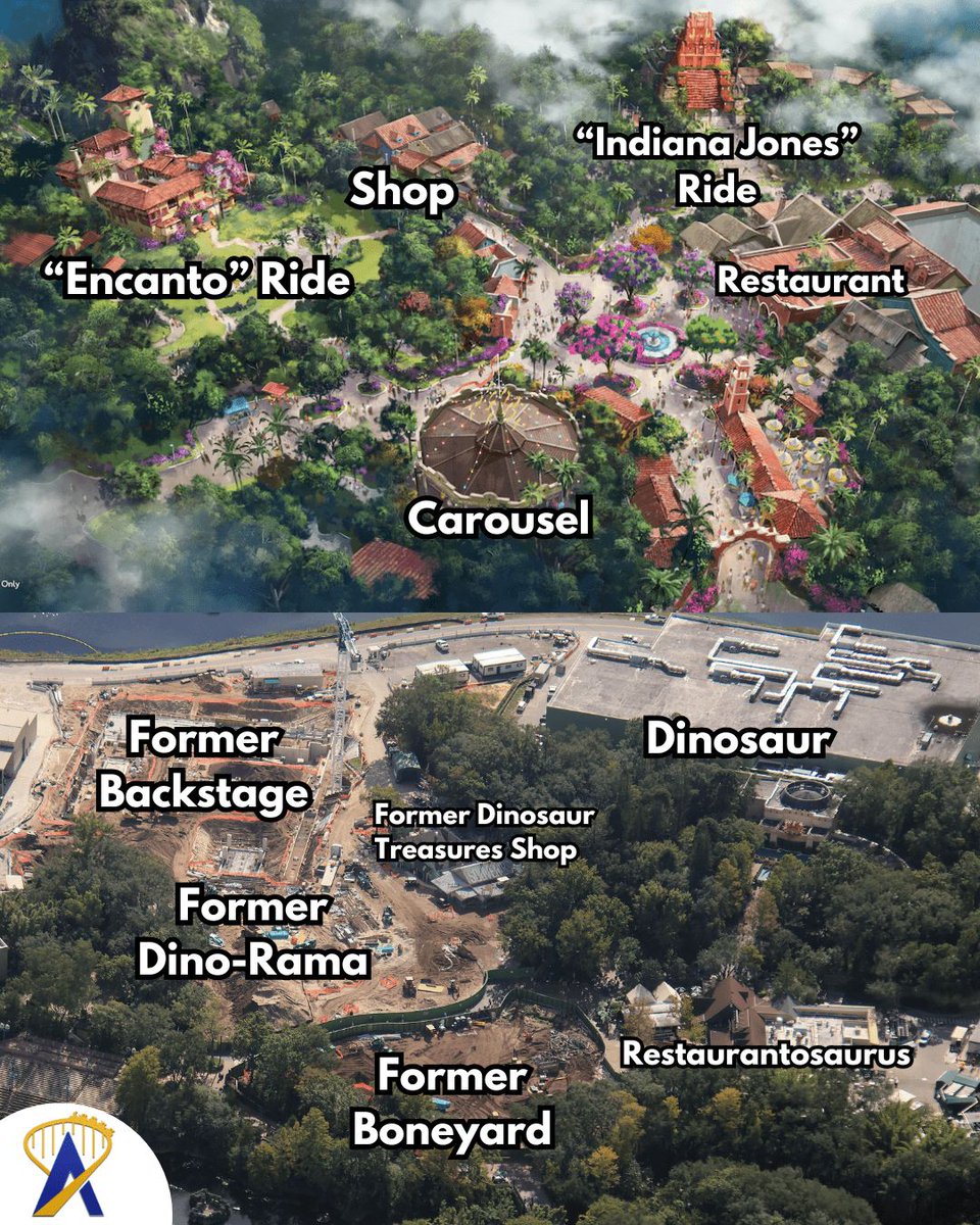 Attractions's tweet photo. Disney officially announced the “Encanto” ride for Animal Kingdom on Aug. 10, 2024, during D23: The Ultimate Disney Fan Event. Two years later construction is progressing.

Here's what we can expect from this upcoming ride: https://t.co/oJ49d9lTv5 https://t.co/ius045UMON