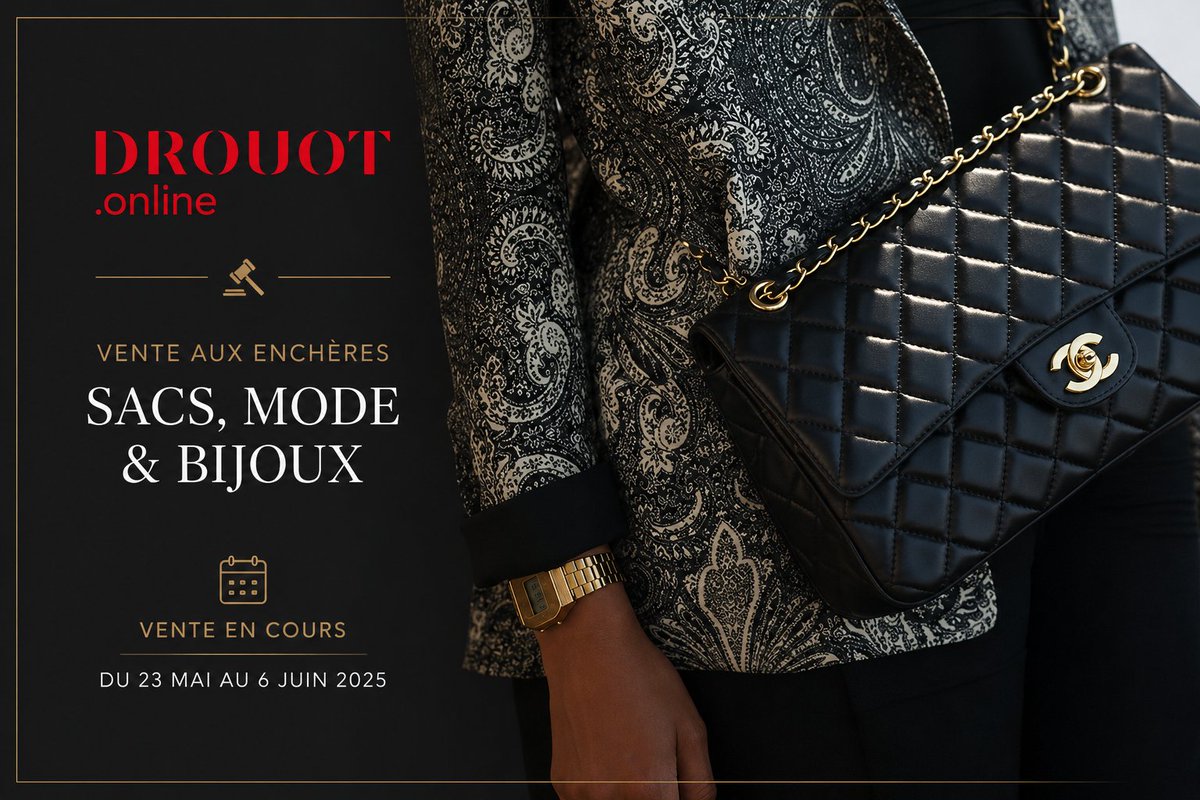 Expertisez's tweet photo. ✨ Vente en ligne : Sacs, Mode &amp; Bijoux ✨
📅 Clôture de la vente : le 21 juin à 21h
📖 Consultez le catalogue :
https://t.co/k5siCYdncb
#Drouot #VenteAuxEnchères #SacDeLuxe #Mode #Bijoux #Collection #ExpertisezEnchères #Luxe #EnchèresEnLigne https://t.co/5hajjv8NiH