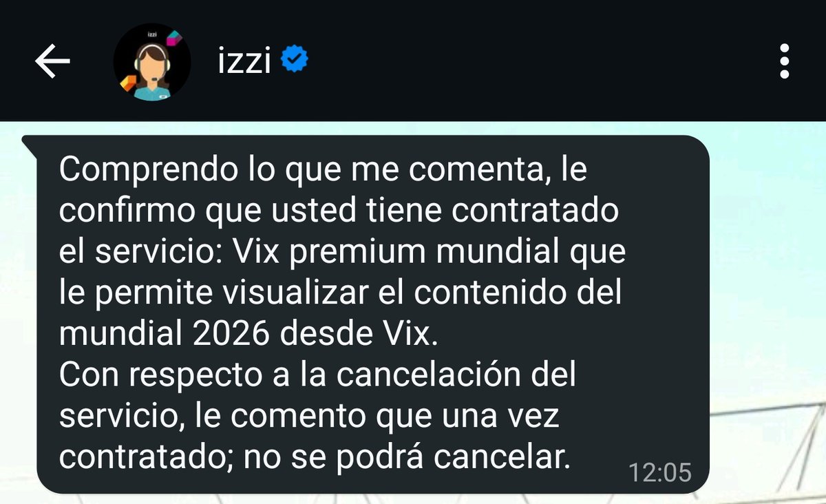 Concha_12's tweet photo. @izzi_mx @ayudaizzi ya activen mi pase mundial en vix, contraté desde abril y nadie quiere ya contestar en atención a clientes. Por WhatsApp, teléfono y redes sociales solo hay silencio @Profeco qué debo hacer? La empresa se niega a dar un servicio que está cobrando #vix #izzi https://t.co/15Qset4jV1