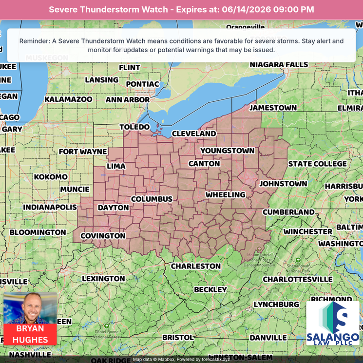 bryanweather's tweet photo. Severe T-Storm Watch for IN, OH, KY until 8 PM. Conditions favorable for severe storms. Damaging winds, large hail, and heavy rain possible. Monitor radar and be ready for Severe T-Storm Warnings. https://t.co/NUcenumKd4