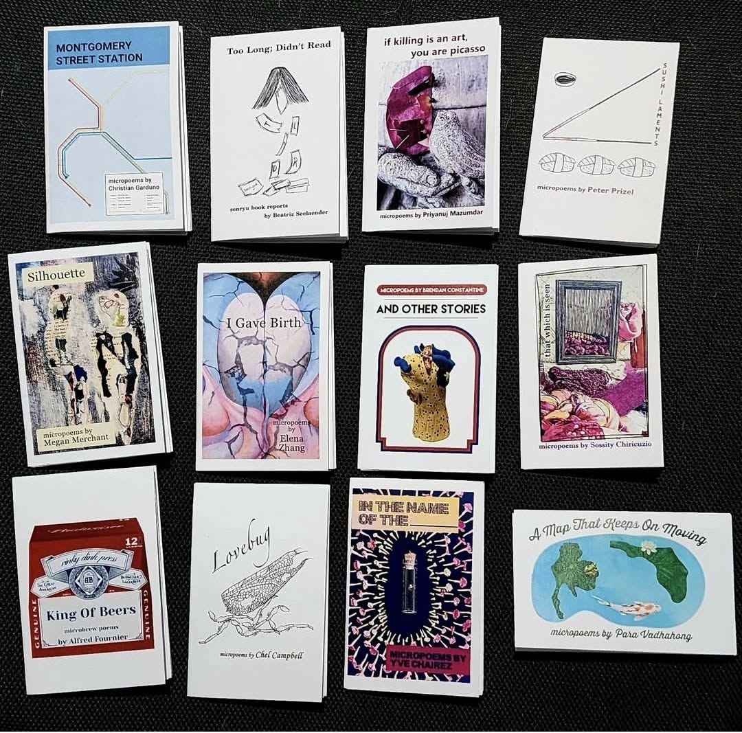 rinkydinkpress's tweet photo. fyi rinky dink press is open for submissions through June and July for our 2027 series of zines.
So if you have a tiny manuscript of 5 or 6 micro-poems (or micro flash, memoir, etc), here are our guidelines:
https://t.co/Fap9YB46f0 https://t.co/ZQX15nfLKG