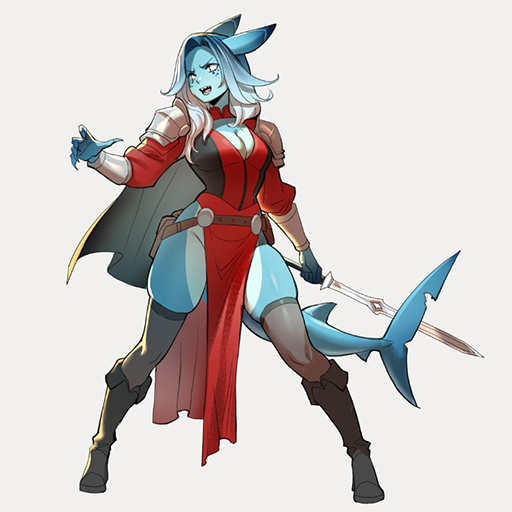 Wild_Pear_Games's tweet photo. The vote for the next Journey boss is over.
You chose Shark Girl + The Inquisitor.
Her battle art is done, and work on her full scene has started. No exact patch yet, but she will appear in a future update when ready. https://t.co/MNMhxab4bb