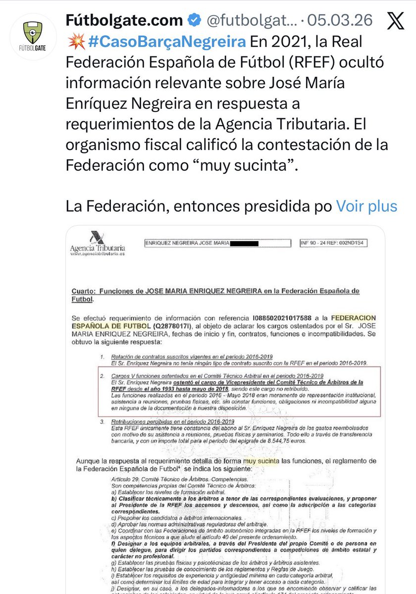 futbolgate_ES's tweet photo. La RFEF sabía desde 2021 que se investigaba a Negreira y ocultó a Hacienda información clave sobre sus funciones.

👉 https://t.co/oLI7crZ5f4

👉 https://t.co/hYZrjFRE9u https://t.co/FKWUpNr8mG