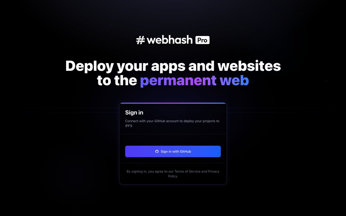 webhash_eth's tweet photo. Vercel for the Permanent Web.

Push your GitHub repo to WebHash Pro and we build, deploy, and pin it to IPFS. Connect it to your @ensdomains, and your site is addressed by a verifiable content hash that anyone can independently verify.

Own your domain. Own your deployment. https://t.co/Wf2CDrXqwK