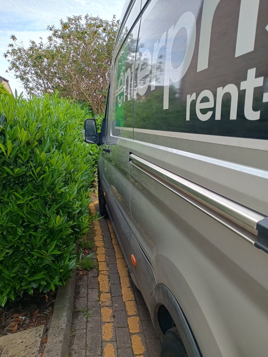 NikkiGalemp's tweet photo. Hey @Enterprise any chance you can remind your customers to park considerately? This one's on double yellows, in the hedge and blocking a quick exit from the front door. https://t.co/cLSO8TyQGr