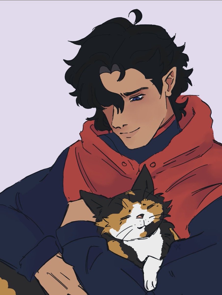 staryaz_'s tweet photo. Something about kal with animals makes me so happy, so I drew him with my cat Köfte 🥹

#absolutesuperman #kalel #superman https://t.co/rJ0tLbyFd2
