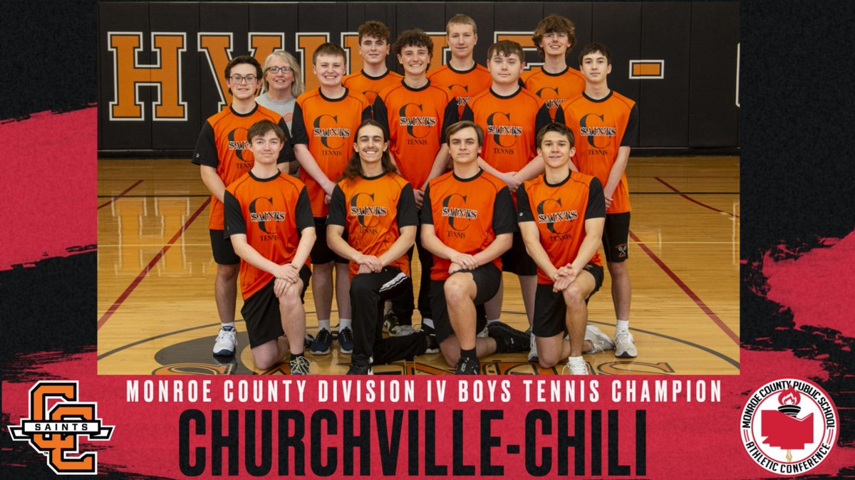 MCPSAC's tweet photo. Congratulations to CHURCHVILLE-CHILI, our Monroe County Division IV Boys Tennis champion. To see All-County 1st and 2nd team selections, individual honors and more: https://t.co/BT8PVx76Nj 

@CCCSDathletics https://t.co/OeNfIWkVxB