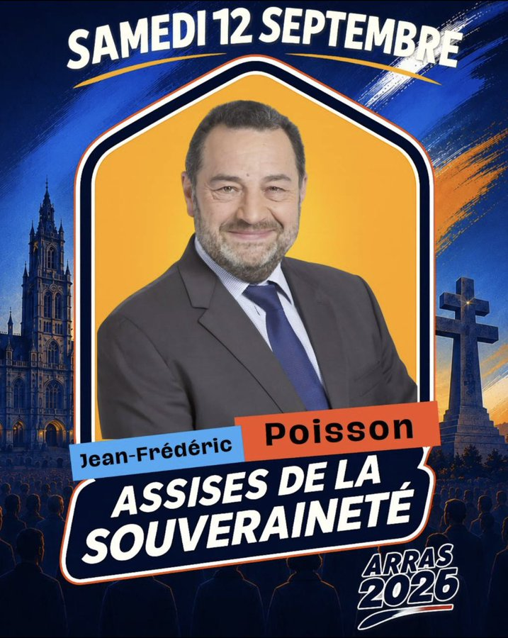 jmpapy127's tweet photo. 🚨ASSISES DE LA SOUVERAINETÉ‼️ ARRAS‼️🚨
  🚨🚨🚨SAMEDI 12 SEPTEMBRE 2026🚨🚨🚨
#Frexit👌👌👌
#LesPatriotes✊✊✊
@f_philippot 👍👍👍
#AllianceSouverainistes🫶🫶🫶
#BrisonsNosChaines💪💪💪
#Frexit Pour SAUVER ce qui reste de la FRANCE✝️
#CourageOnLesAura👊👊👊 https://t.co/b15dcgLcNo