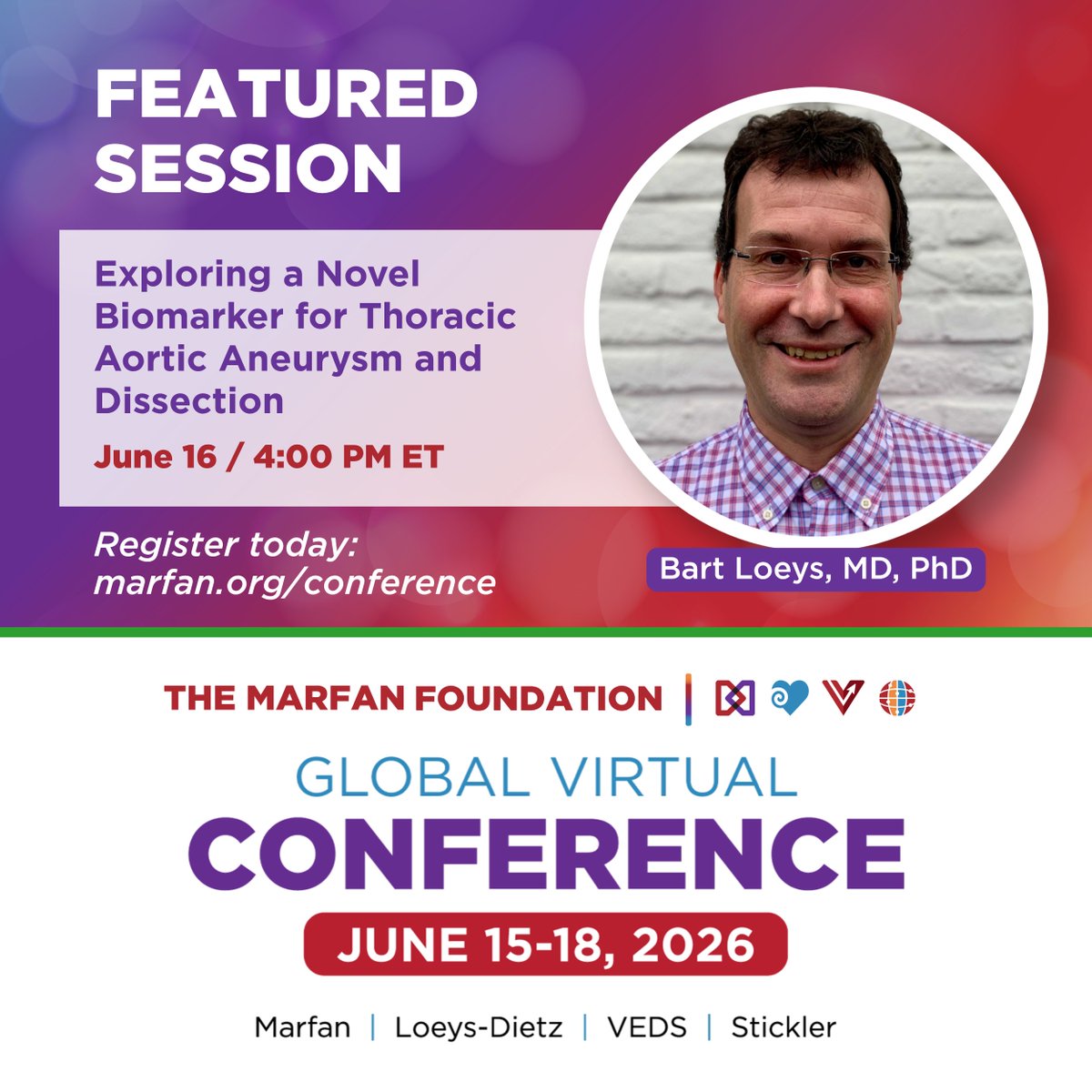 MarfanFdn's tweet photo. Dr. Loeys and so many scientists are working hard to unlock the mysteries of aortic dissection and save lives. Don't miss his talk! 

Register now: https://t.co/pMPUtK0trK

#KnowConnectThrive #AortaEd #Aorta #Aortopathy #AorticHealh #Marfan #LoeysDietz #VEDS https://t.co/4b2GDUw8oa