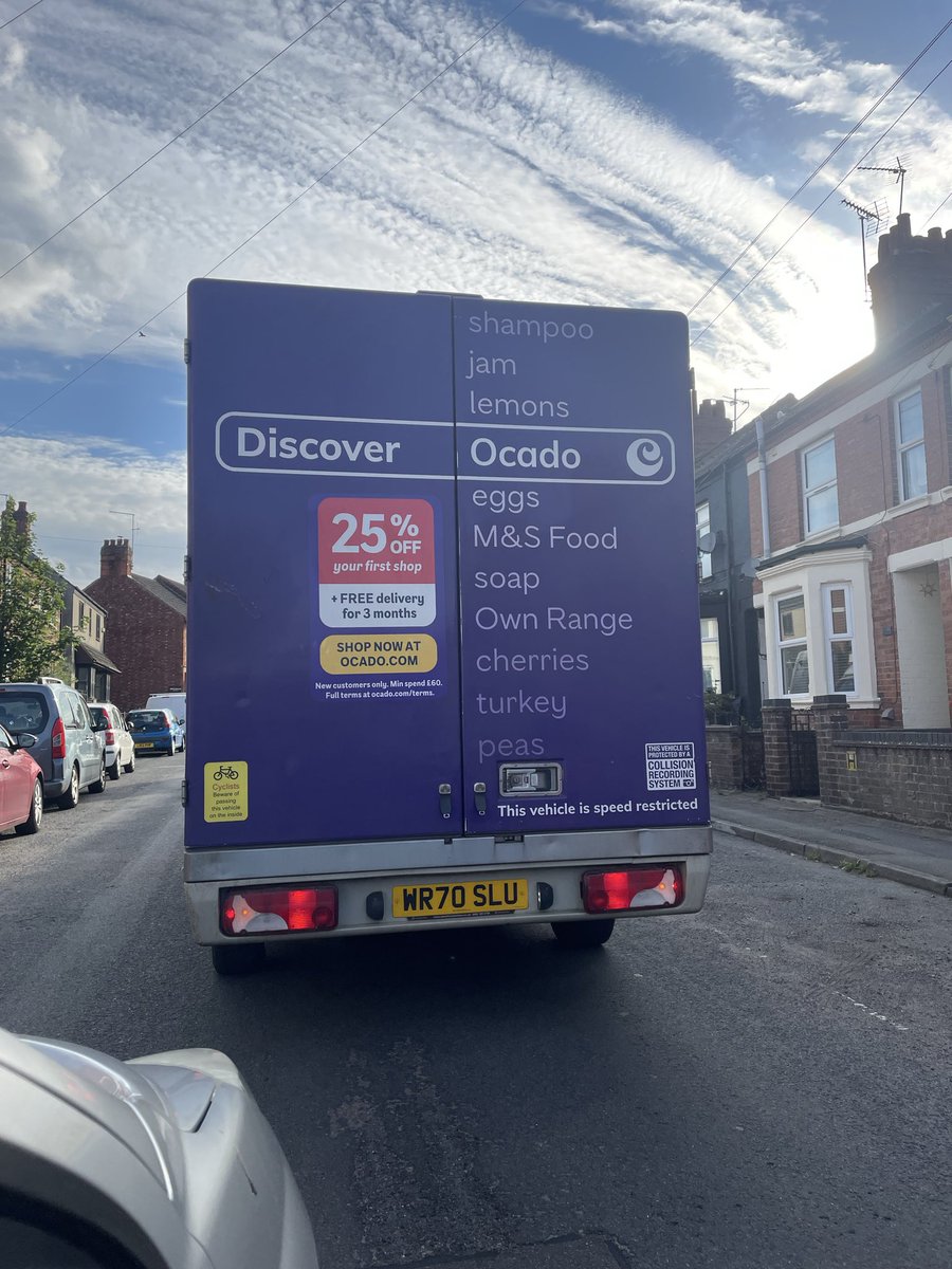 Gumdrops30's tweet photo. @Ocado you should teach your drivers the rules of the road and some manners https://t.co/gsMk3xOWMp