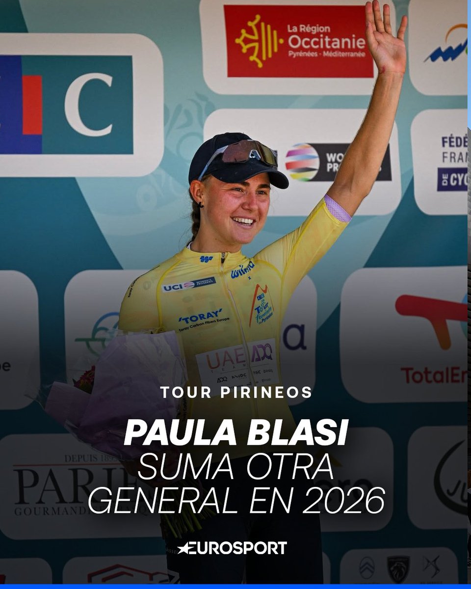 Eurosport_ES's tweet photo. 🏆 Vuelta a España
🏆 Amstel Gold Race
🏆 Durango Durango
🏆 Tour de los Pirineos

El palmarés de Paula Blasi en 2026 empieza a ser escandaloso 👏🇪🇸 https://t.co/jVtEbBaKzN