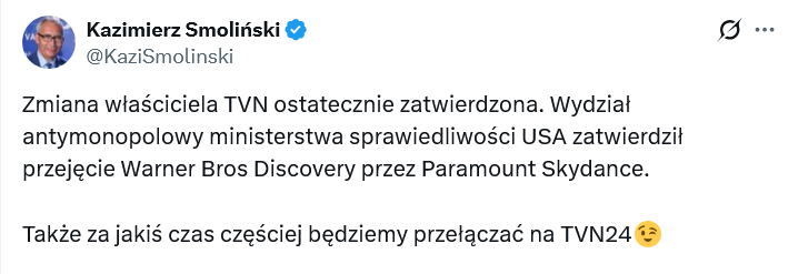 Bart_Wielinski's tweet photo. Smoliński cieszy się, że obce mocarstwo zadba, by  prywatna telewizja nadawała propagandę PiS. 

Targowica w najczystszej postaci... https://t.co/1rHe8yY3mN