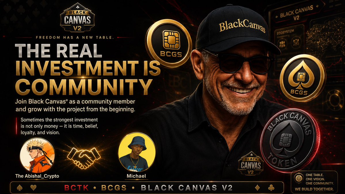 BlackCanvas_BC's tweet photo. Many people keep searching for Web3 projects where they can “get in early.”

They study them, invest, and hope they made the right choice.

Black Canvas® offers a different path.

You can join the community, contribute, learn, support the vision, and grow with the project from the beginning.

Sometimes the real investment is not only money.

It is time, belief, loyalty, and being part of something before the world understands it.

Black Canvas® is not only building a game.

We are building a community around the future of Web3 card gaming.

Freedom Has a New Table.

#BlackCanvas #Web3Gaming #BCGS #BCTK