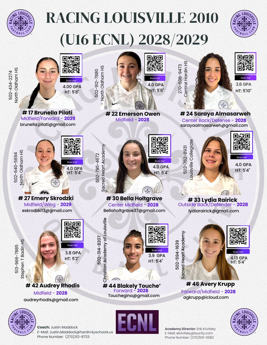 Racing2010ECNL's tweet photo. 📆Tomorrow is the day! 
☎️We're ready to answer your call! 
Class of 2⃣0⃣2⃣8⃣-Racing Louisville 2010 ECNL💜
 @ecnlgirls @ImYouthSoccer @TopDrawerSoccer @PrepSoccer @TheSoccerWire #classof2028 https://t.co/vOOIsdTsJj