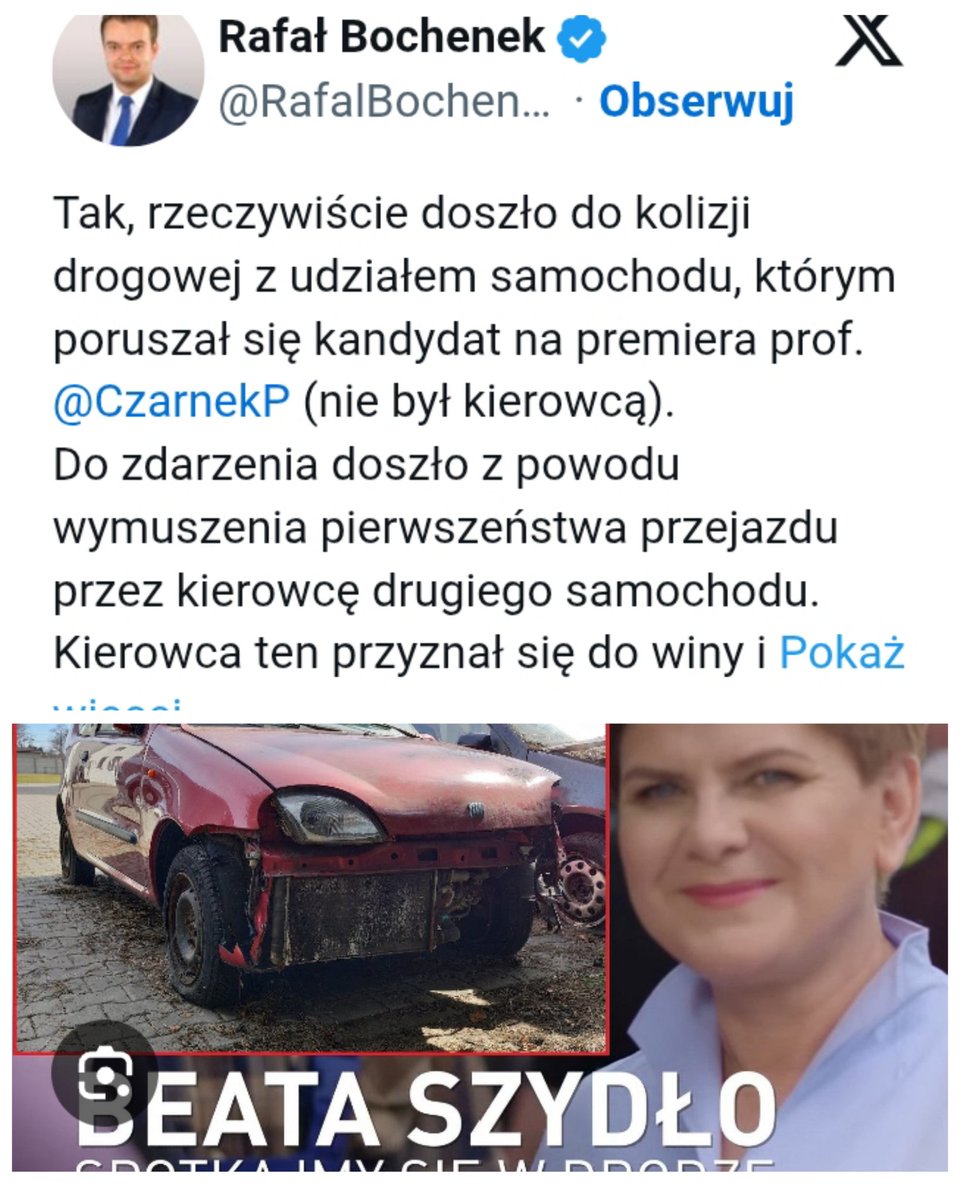Adam83462787's tweet photo. Nie z nami te numery, Panie Niedorzeczniku, wtedy też twierdziliście, że kierowca cinquecento przyznał się do winy. https://t.co/gEoCzcAMSD