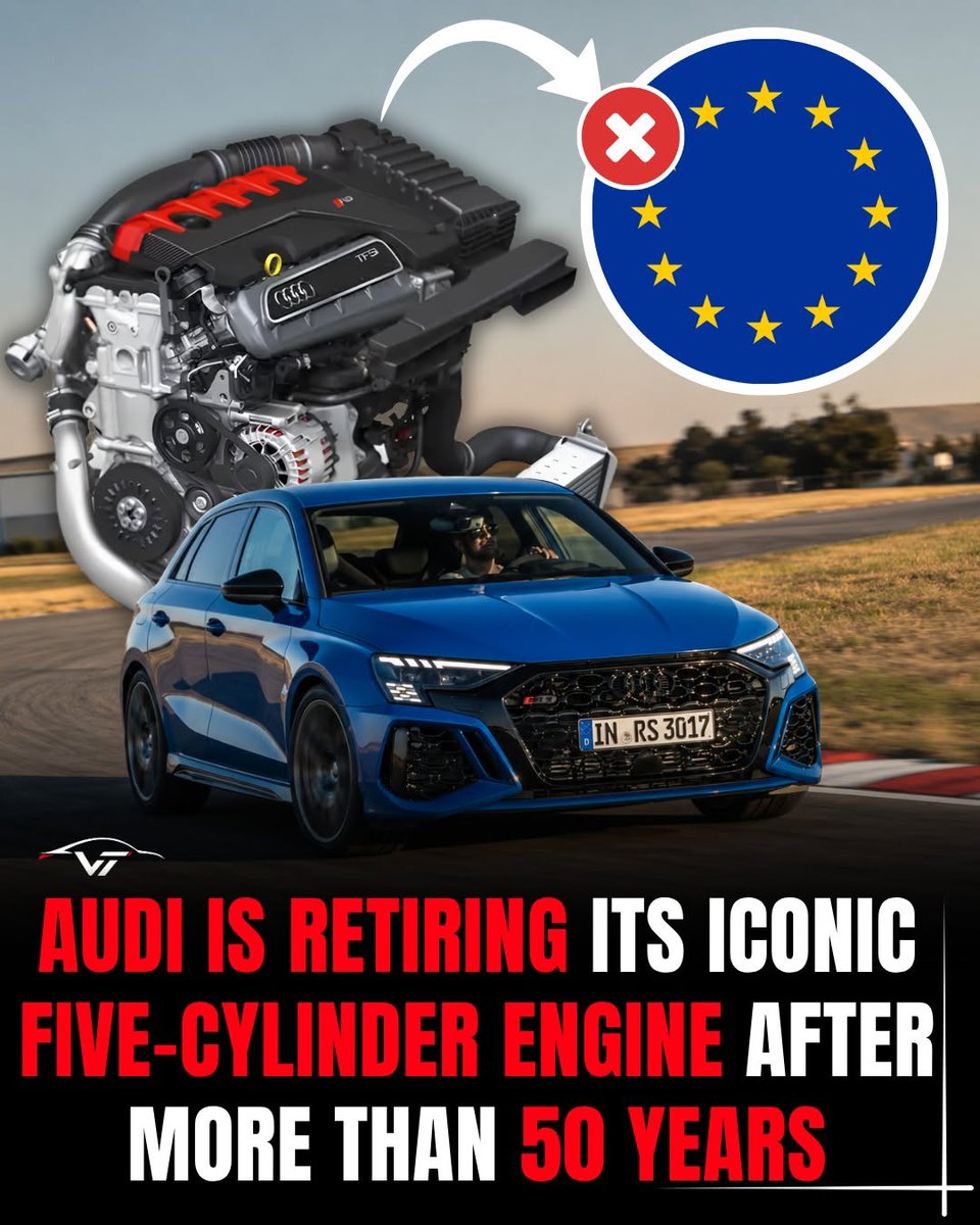 NYAutoMuseum's tweet photo. "Audi is preparing to say goodbye to one of the most iconic engines in its history: the legendary turbocharged 2.5-liter five-cylinder. https://t.co/MeeIYXzCLQ