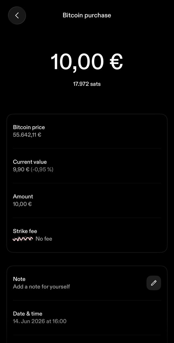 10EuroBTC's tweet photo. 💶 Daily €10 Bitcoin Purchase!

Date:  14. Jun 2026
₿ Earned Today: 17.972 Sats
Step by step, Satoshis stacking 🚀

#DailyBTC #10EuroBTC #BTCJourney https://t.co/zGUtbZzNyO