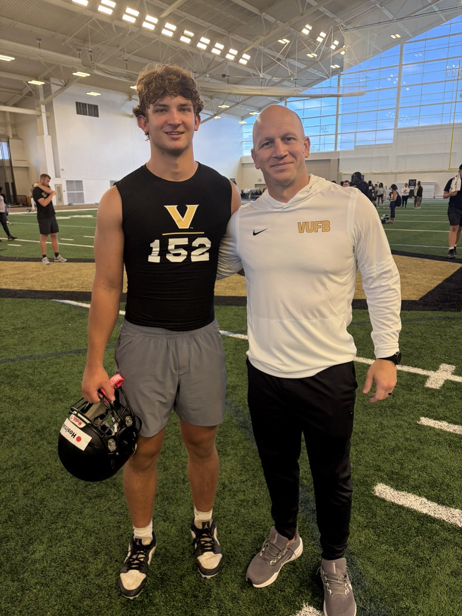 mark_hosinski's tweet photo. Had a great time today at @VandyFootball camp. Thank you to @DanielGreenVU for having me out and to @CoachMorris_ for talking with me and coaching me! I’m super excited about the program and everything Vandy has to offer I can’t wait to further build this relationship! ANCHOR DOWN ⚓️ @Coach_Lea