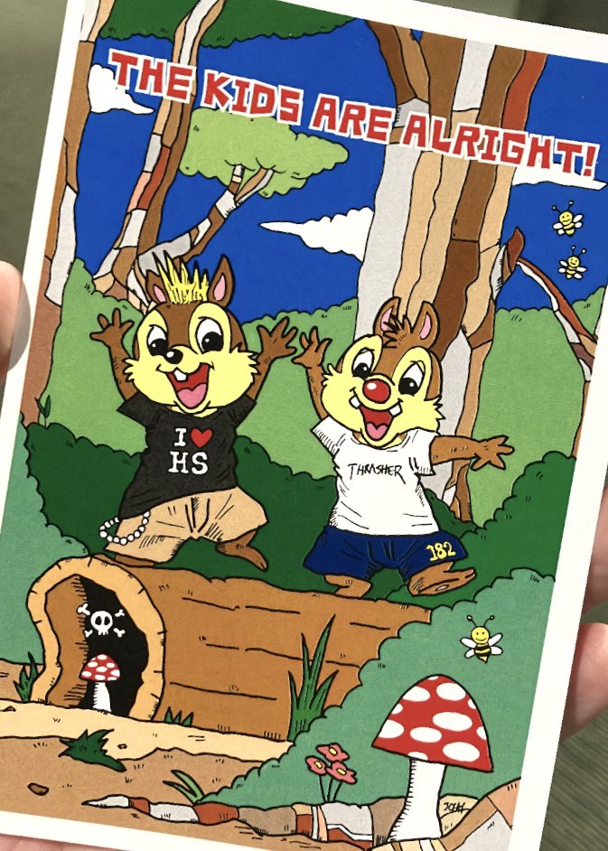 JCFAT2's tweet photo. シマリスパンクキッズたちはいい調子♪

休日のイラストタイムに有名なリス🐿️たちを描いてみました。

背景はkozik氏のあのアートをオマージュさせていただきました🙇

さて、、早起きしてサッカー⚽️観れたし、仕事行こ。。

#イラスト https://t.co/gMry5sPLwH