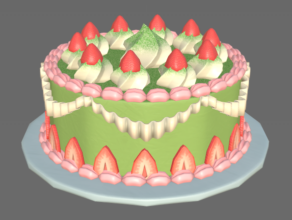 cheridairy's tweet photo. STRAWBERRY MATCHA CAKE! I ended up remodeling all of it from my previous post. Most of the texturing was procedural, but I hand painted the strawberry slices. 🍓 #substancepainter #blender #cutefood https://t.co/szZcX2hBze