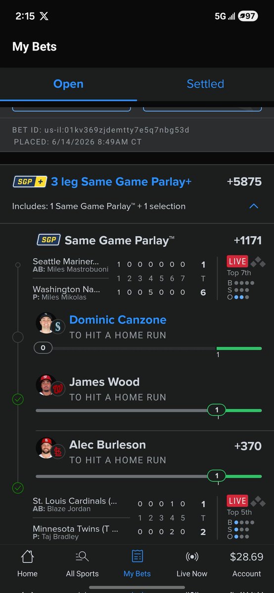 CilverrXbox's tweet photo. @HomeRunPredict 5 days in a fucking row bro. Fucking 5. I cant catch a break 😪 🤣 https://t.co/G1sq7L8ASR