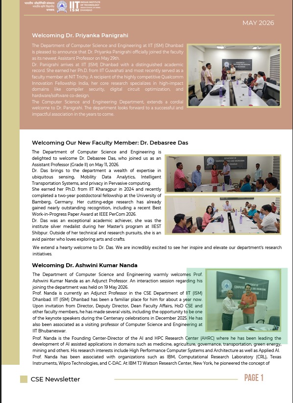 cse_iitism's tweet photo. The May 2026 edition of BYTE STREAM is here!
From achievements to events & student stories - dive into the highlights that capture the vibrant spirit of our CSE Department.
#ByteStream #CSEDiaries #CampusVibes #TechTales #StudentSpotlight #Newsletter https://t.co/AGvtr8J6x7