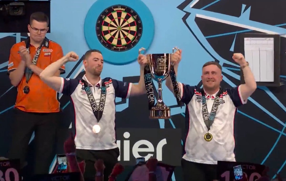 dartsnewsstats's tweet photo. 🏴󠁧󠁢󠁥󠁮󠁧󠁿 ENGLAND ARE THE 2026 WORLD CUP OF DARTS CHAMPION! 🏆 

Route to the title..

✅ Last 16 - 🇪🇸 Spain 8-5
✅ Q-Final - 🏴󠁧󠁢󠁷󠁬󠁳󠁿 Wales 8-7
✅ S-Final - 🏴󠁧󠁢󠁳󠁣󠁴󠁿 Scotland 8-3
✅ Final - 🇳🇱 Netherlands 10-5

Congratulations Luke &amp; Luke!👏 https://t.co/0BqLMqCvTv