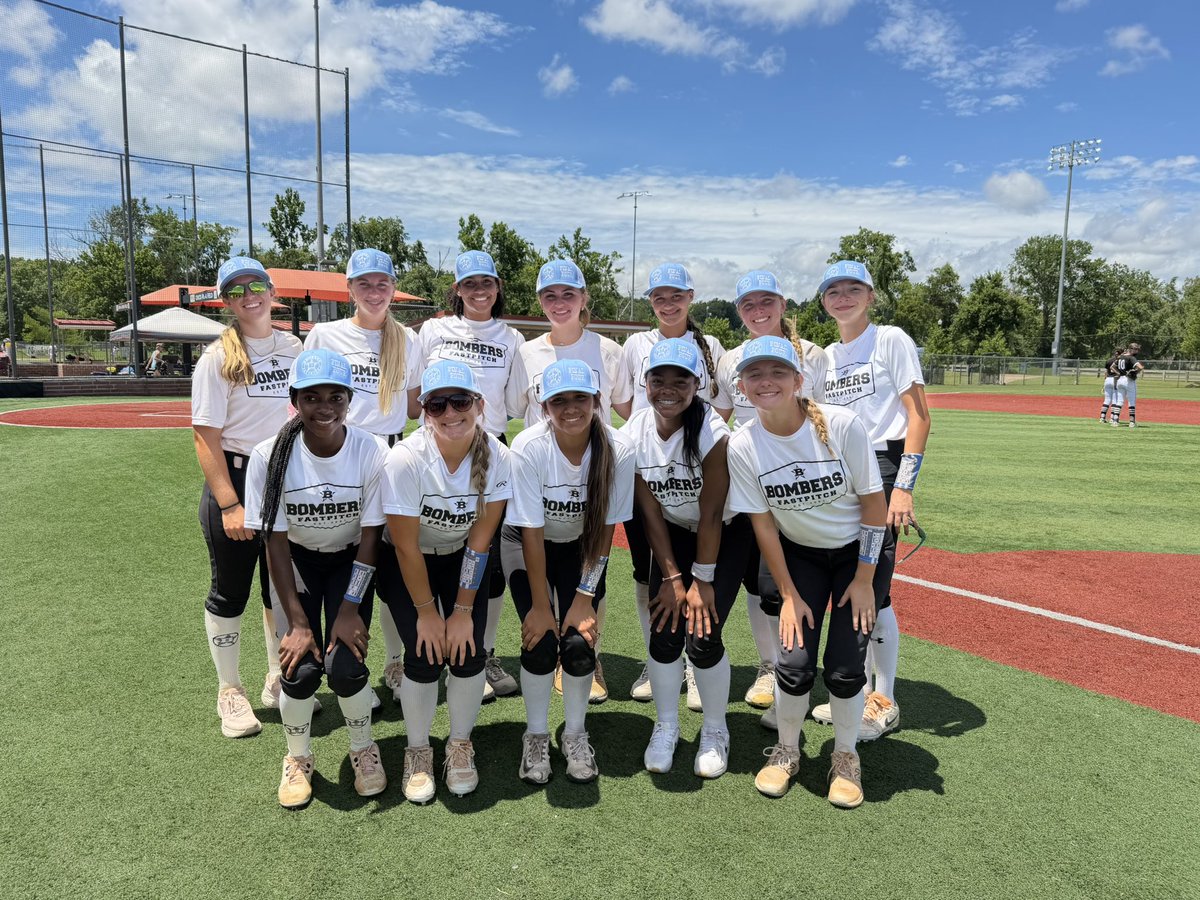 TKNIGHT11's tweet photo. Mississippi Bombers Gulf Coast snagged some hats as they head to the Final Four of the 16U Gold Bracket. Proud of these girls! #SEI2026 https://t.co/yHuJkXyUNp